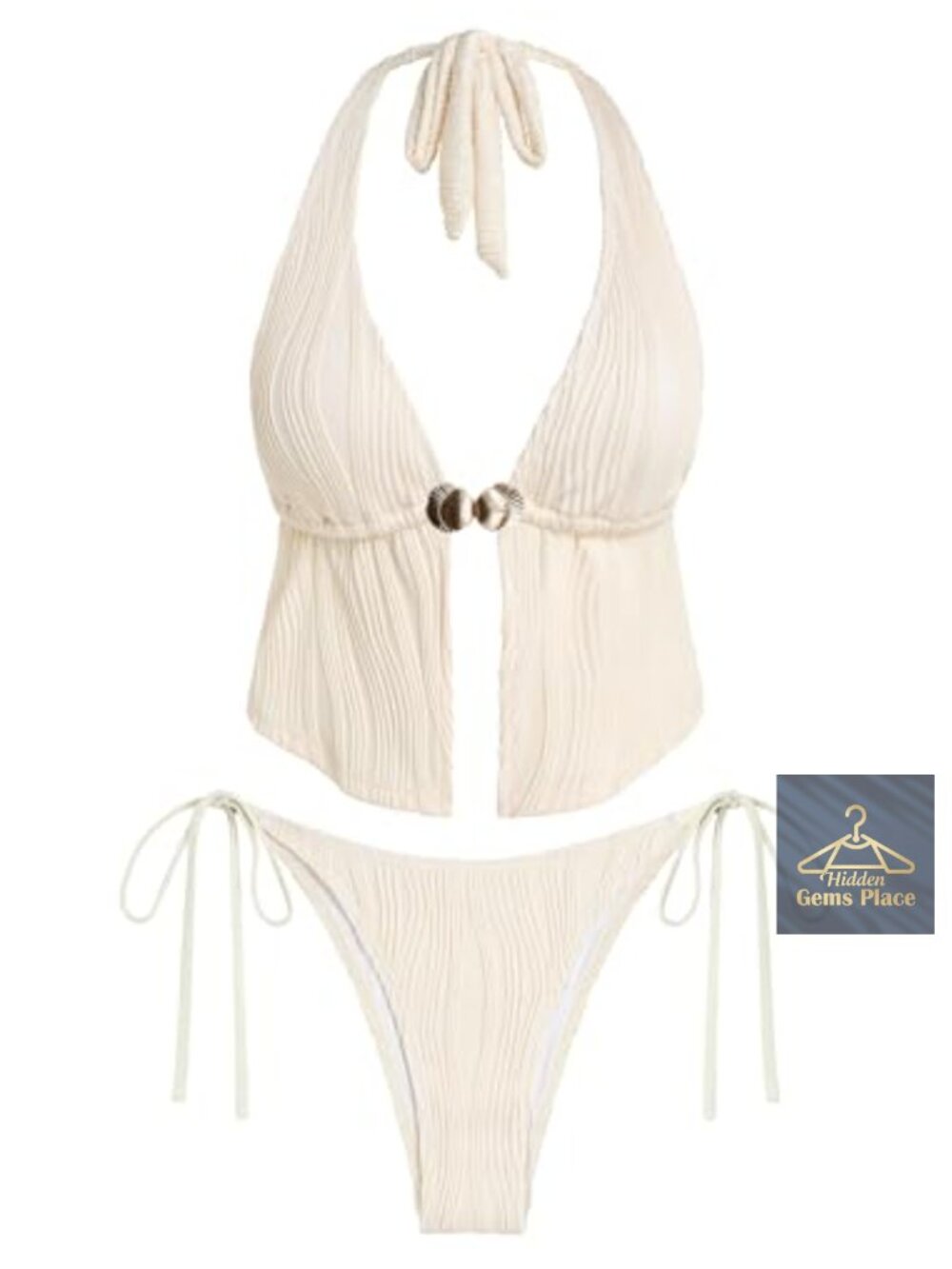 Backless Halter Bikini Set Tie Side Cheeky 2 Piece Swimsuit
